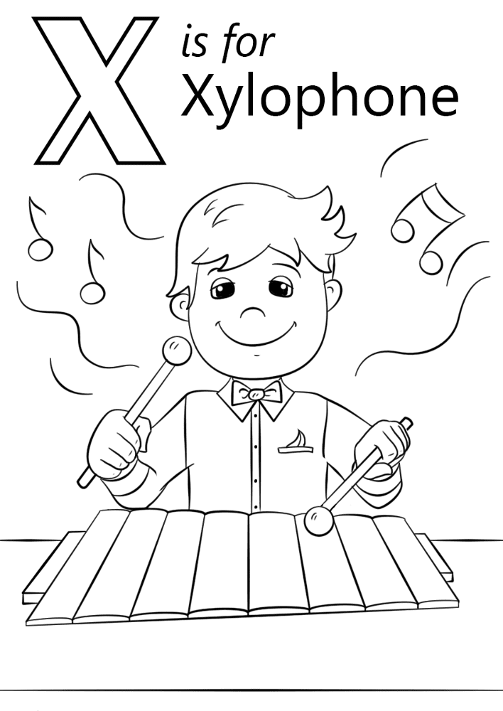 Letter X Is For Xylophone Coloring Page Md Coloring Page — Free Printable — free printable coloring page