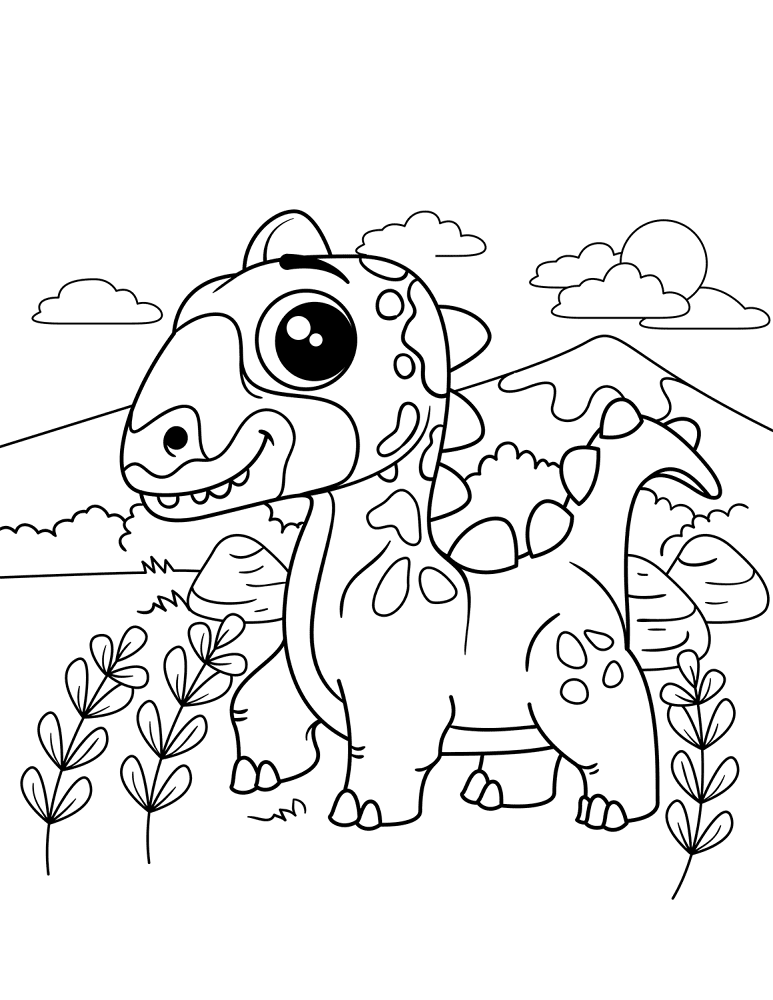 Cute Dinosaur 2 Coloring Page Md Coloring Page — Free Printable — free printable coloring page