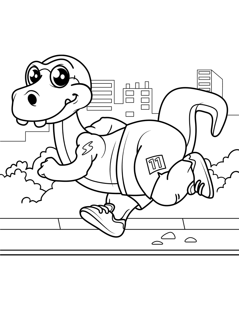 Cute Dinosaur Runner Coloring Page Md Coloring Page — Free Printable — free printable coloring page