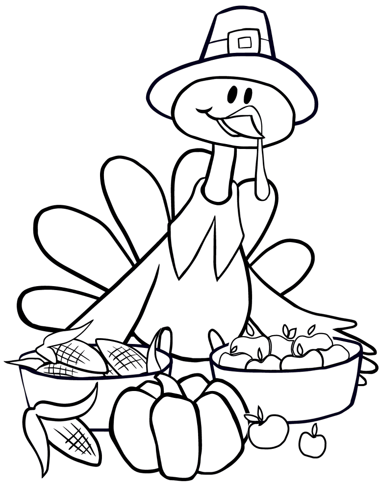 Cute Turkey With Vegetables Coloring Page Md Coloring Page — Free Printable — free printable coloring page