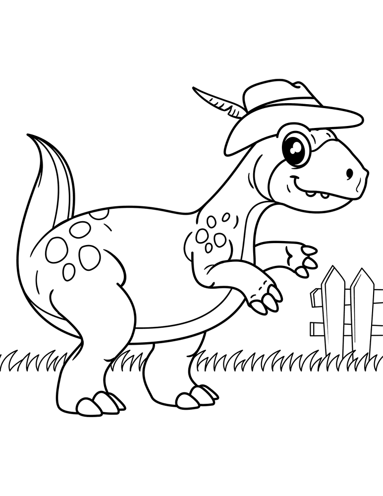 Dinosaur Wearing Cowboy Hat Coloring Page Md Coloring Page — Free Printable — free printable coloring page