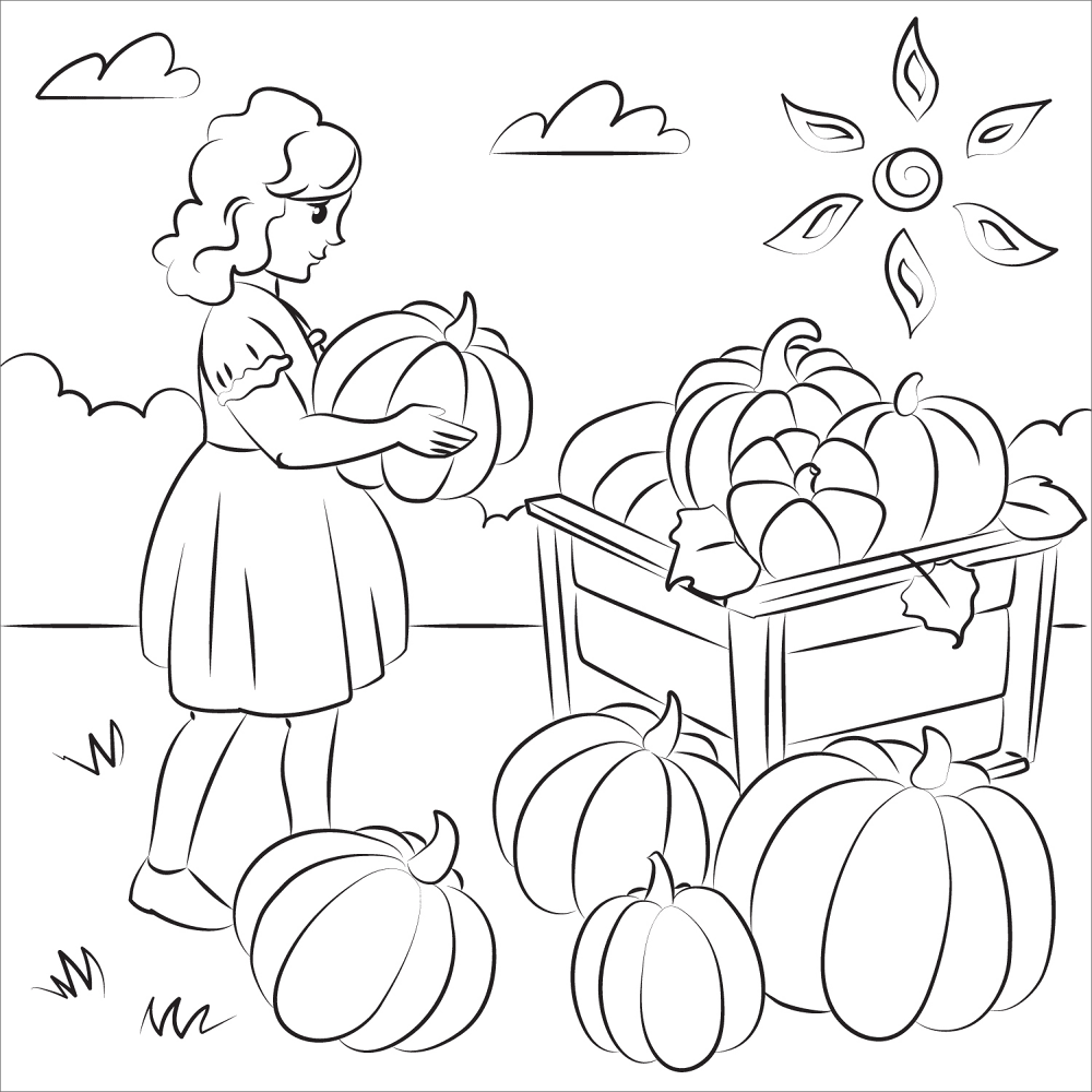 Harvest With Pumpkins Coloring Page Md Coloring Page — Free Printable — free printable coloring page