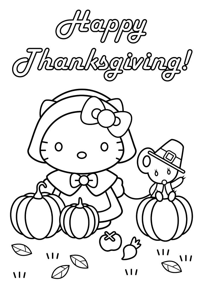 Hello Kitty Happy Thanksgiving Coloring Page Md Coloring Page — Free Printable — free printable coloring page