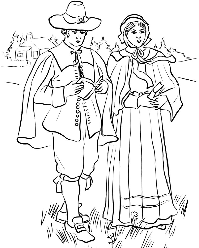 New England Puritan Couple Coloring Page Md Coloring Page — Free Printable — free printable coloring page