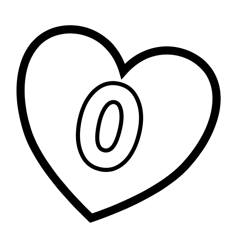 Number 0 In Heart Coloring Page Md Coloring Page — Free Printable — free printable coloring page