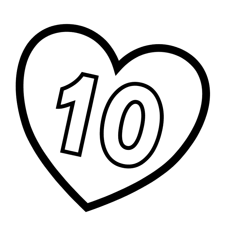 Number 10 In Heart Coloring Page Md Coloring Page — Free Printable — free printable coloring page
