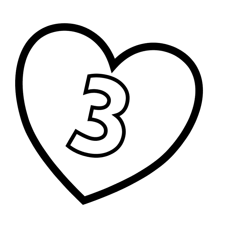 Number 3 In Heart Coloring Page Md Coloring Page — Free Printable — free printable coloring page