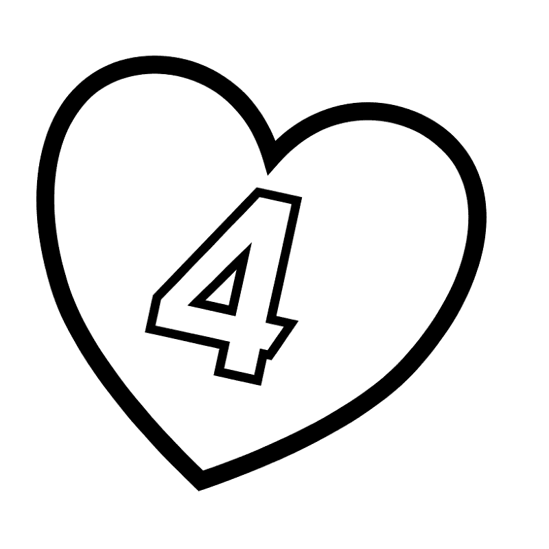 Number 4 In Heart Coloring Page Md Coloring Page — Free Printable — free printable coloring page