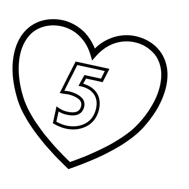 Number 5 In Heart Coloring Page Md Coloring Page — Free Printable — free printable coloring page