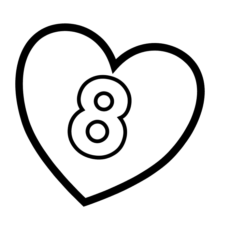 Number 8 In Heart Coloring Page Md Coloring Page — Free Printable — free printable coloring page
