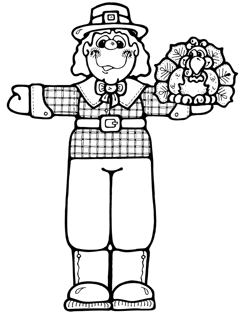 Pilgrim Boy With Turkey Coloring Page Md Coloring Page — Free Printable — free printable coloring page