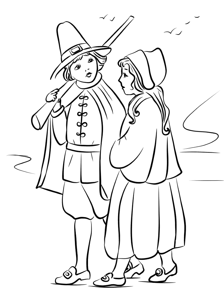 Pilgrim Children Coloring Page Md Coloring Page — Free Printable — free printable coloring page