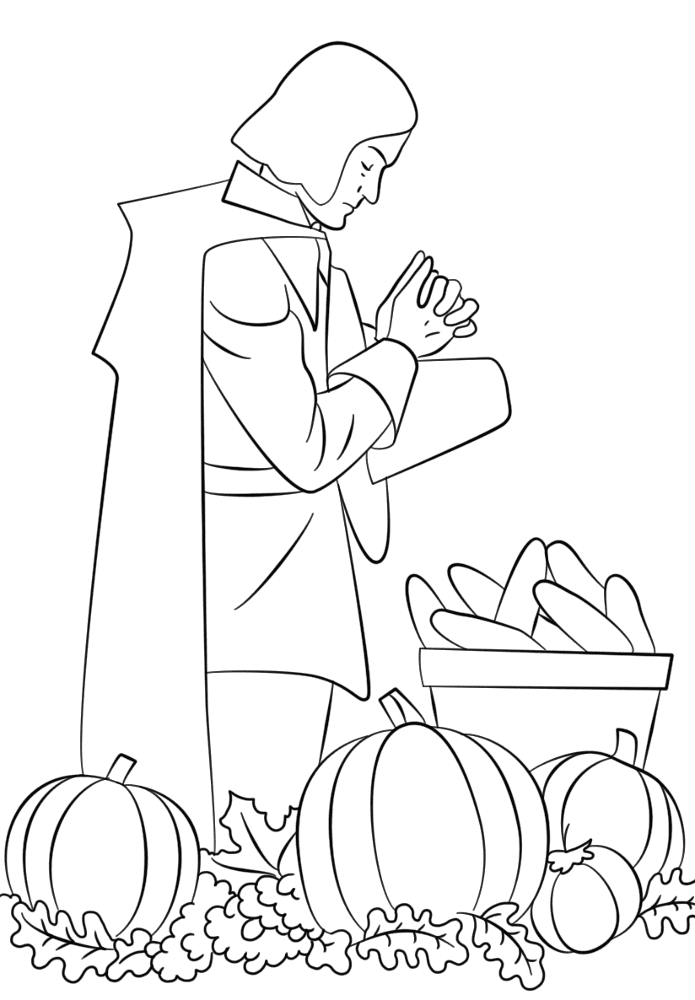 Pilgrim Praying Coloring Page Md Coloring Page — Free Printable — free printable coloring page