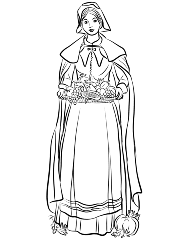 Pilgrim Woman Coloring Page Md Coloring Page — Free Printable — free printable coloring page