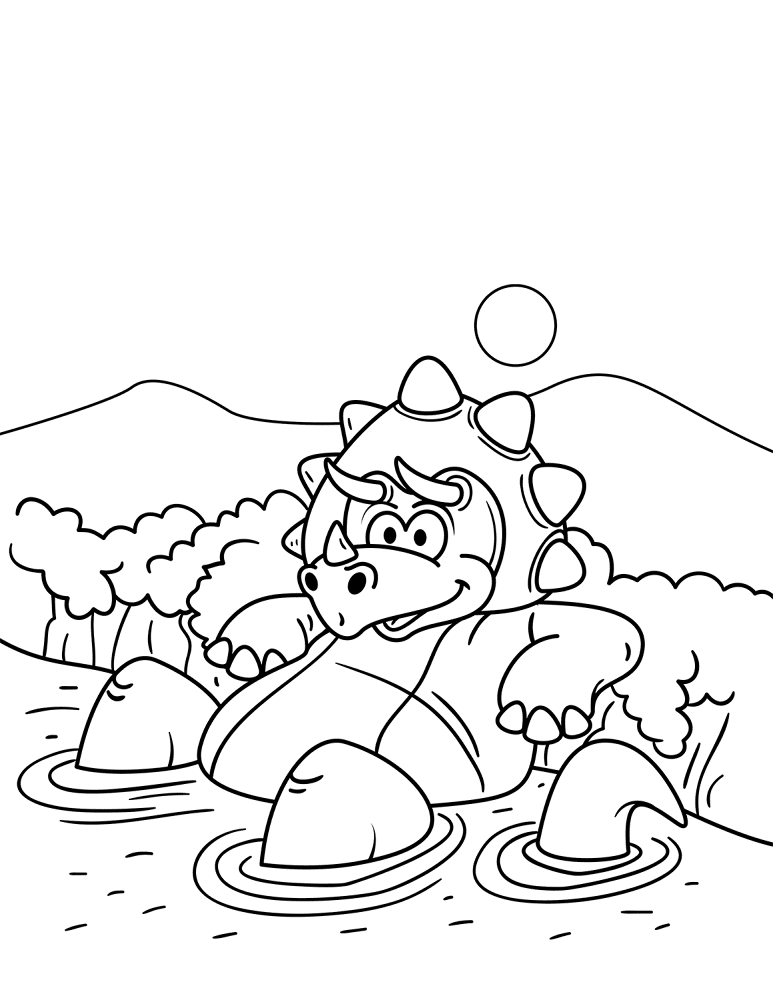 Styracosaurus Taking A Bath Coloring Page Md Coloring Page — Free Printable — free printable coloring page
