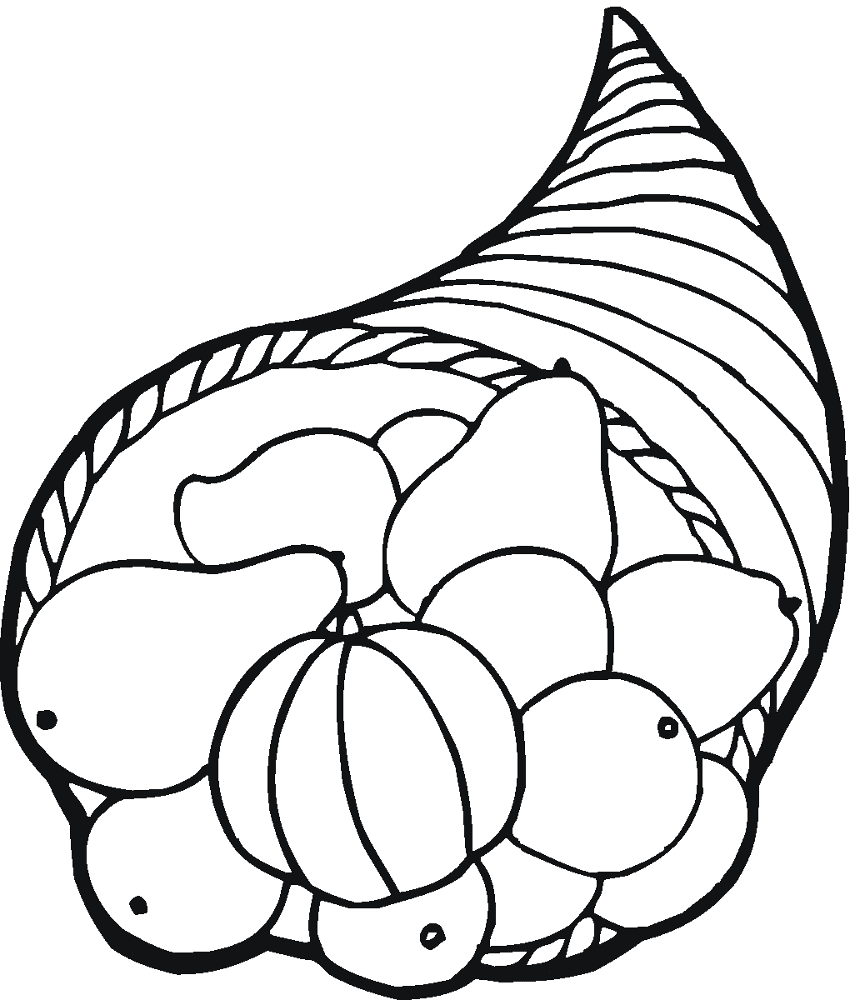 Thanksgiving Horn Of Plenty Coloring Page Md Coloring Page — Free Printable — free printable coloring page