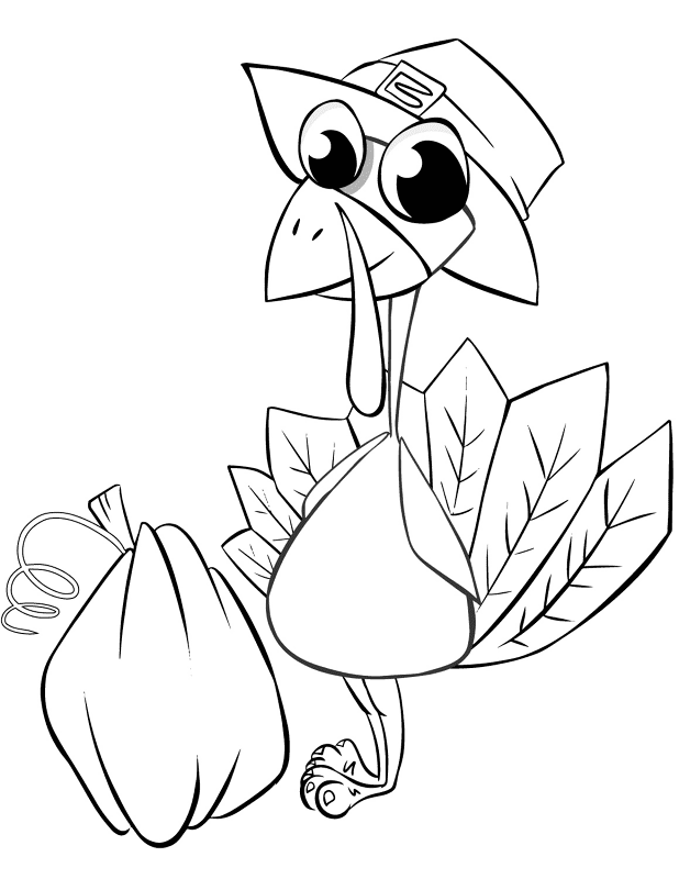 Thanksgiving Turkey With Pumpkin Coloring Page Md Coloring Page — Free Printable — free printable coloring page