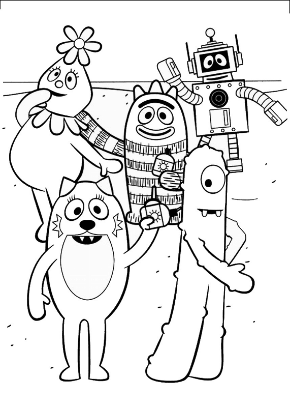 Yo Gabba Gabba Characters Coloring Page Md Coloring Page — Free Printable — free printable coloring page