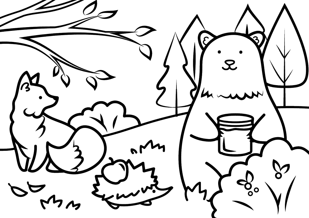 Autumn Animals Coloring Page Md Coloring Page — Free Printable — free printable coloring page