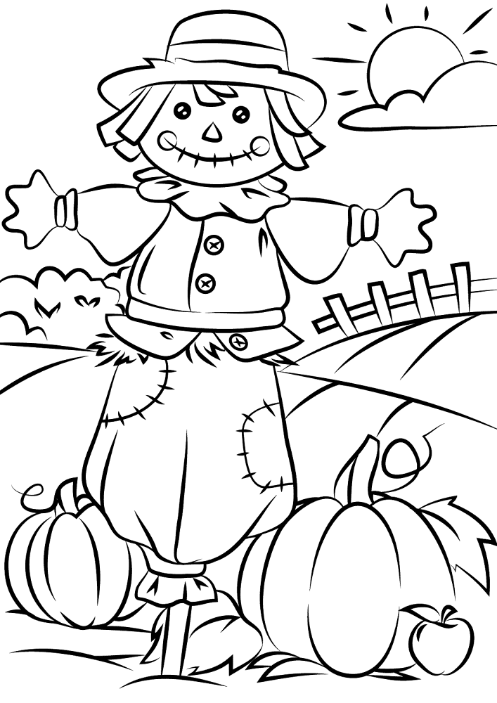 Autumn Scene Coloring Page Md Coloring Page — Free Printable — free printable coloring page