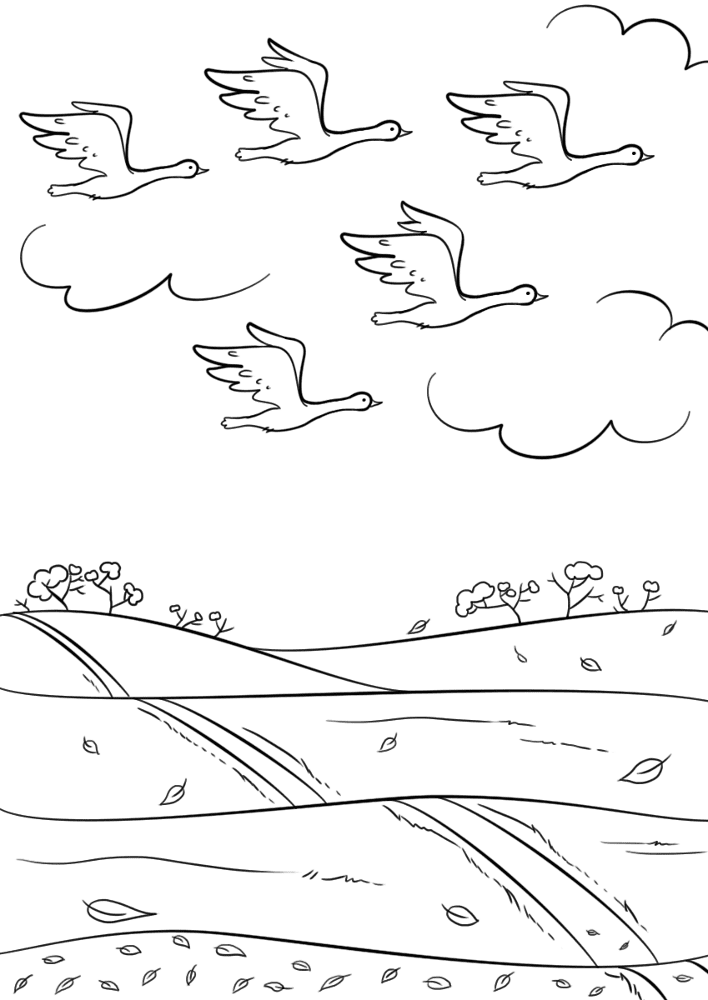 Birds Fly South In Autumn Coloring Page Md Coloring Page — Free Printable — free printable coloring page