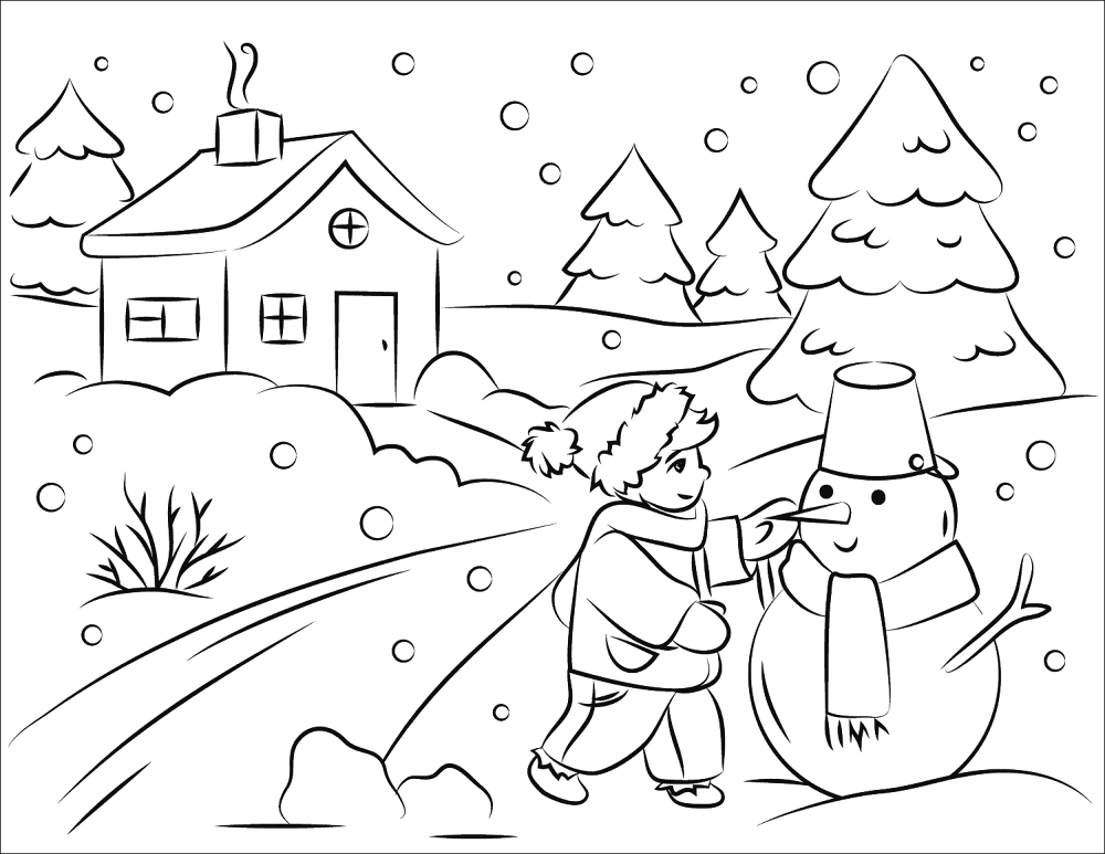 Boy Building A Snowman Coloring Page Md Coloring Page — Free Printable — free printable coloring page