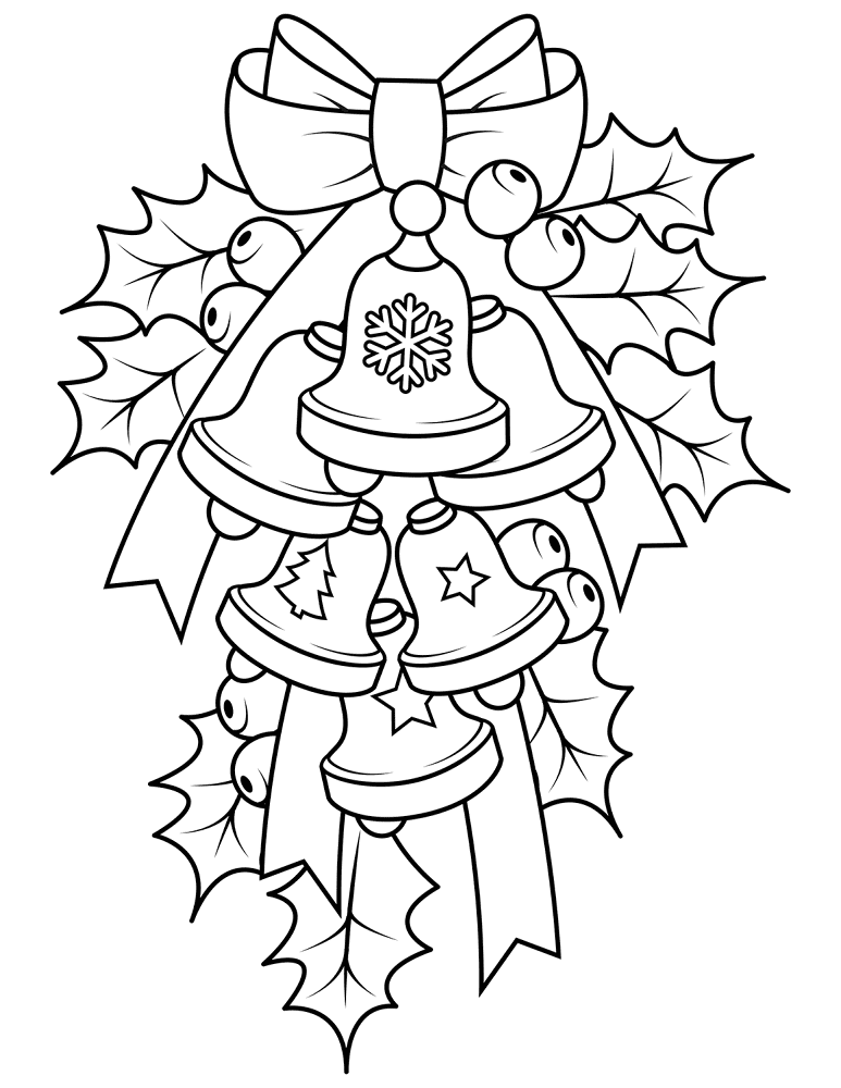 Christmas Bells And Holly Coloring Page Md Coloring Page — Free Printable — free printable coloring page