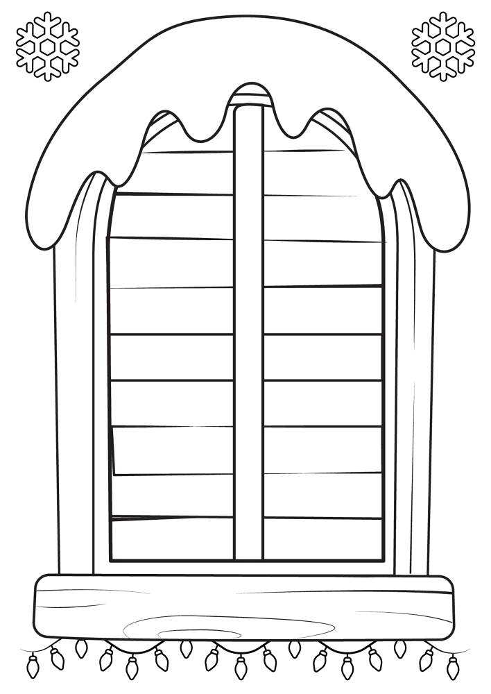 Christmas Window In Snow Coloring Page Md Coloring Page — Free Printable — free printable coloring page