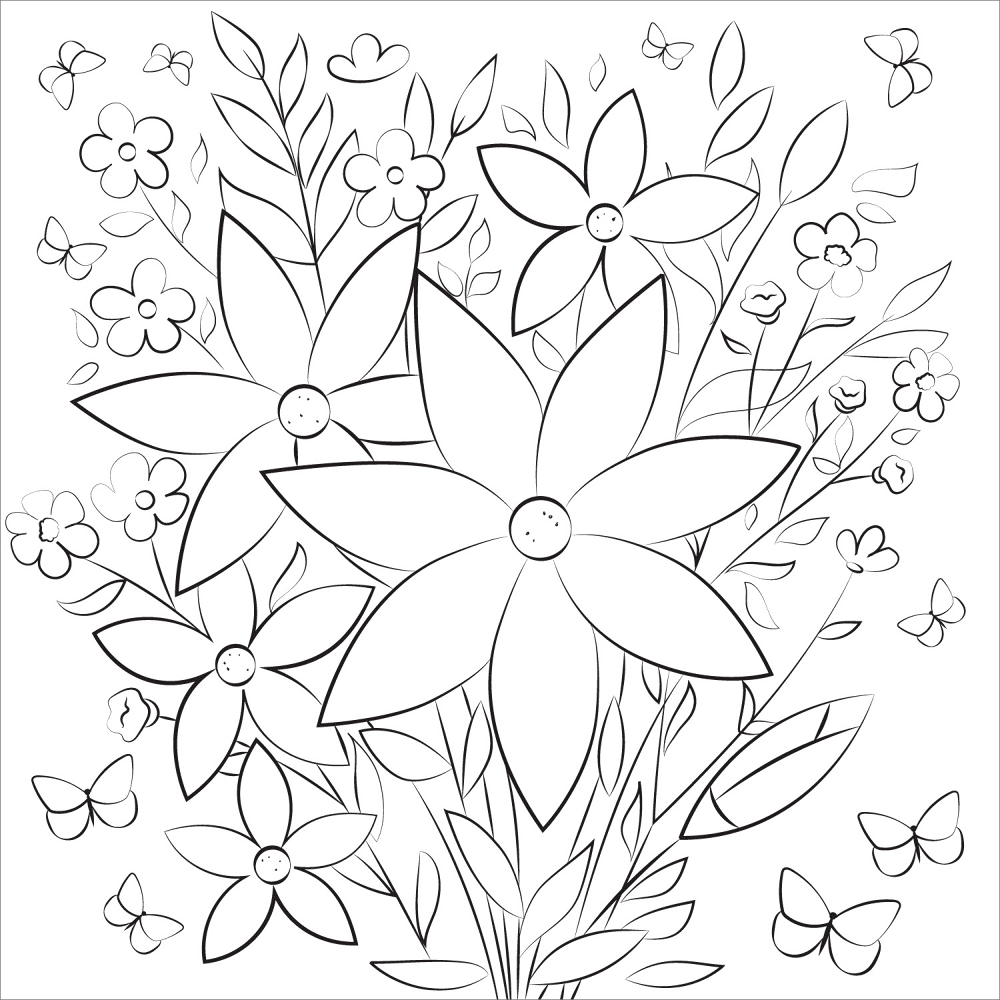 Flowers Bouquet Coloring Page Md Coloring Page — Free Printable — free printable coloring page