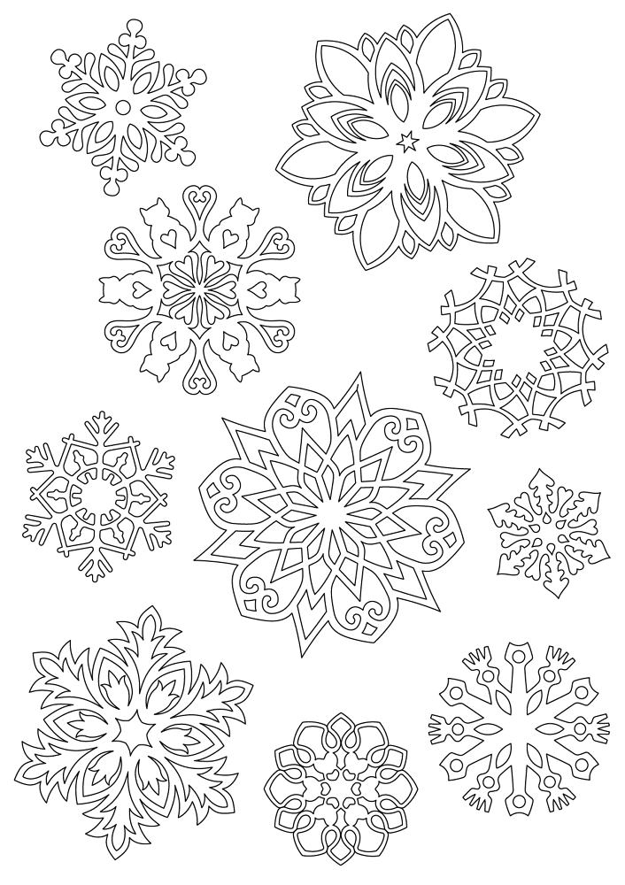 Mixed Snowflakes 3 Coloring Page Md Coloring Page — Free Printable — free printable coloring page