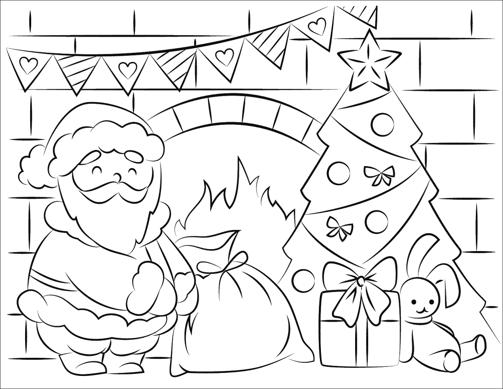 Santa Claus Bringing Presents In Christmas Coloring Page Md Coloring Page — Free Printable — free printable coloring page