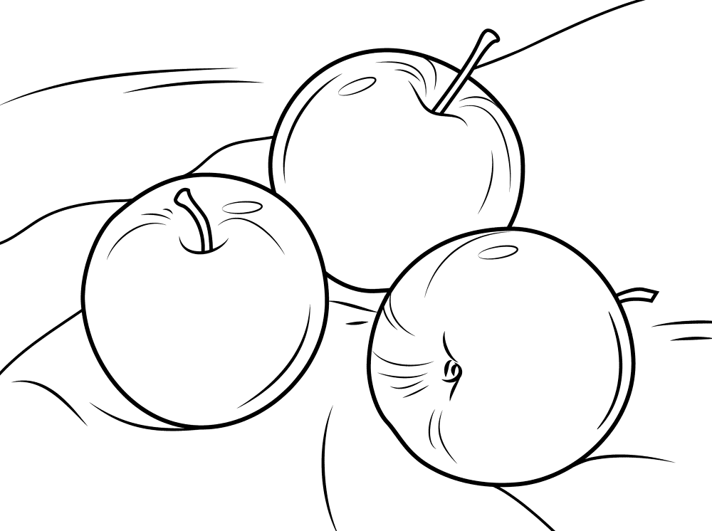 Three Apples Coloring Page Md Coloring Page — Free Printable — free printable coloring page