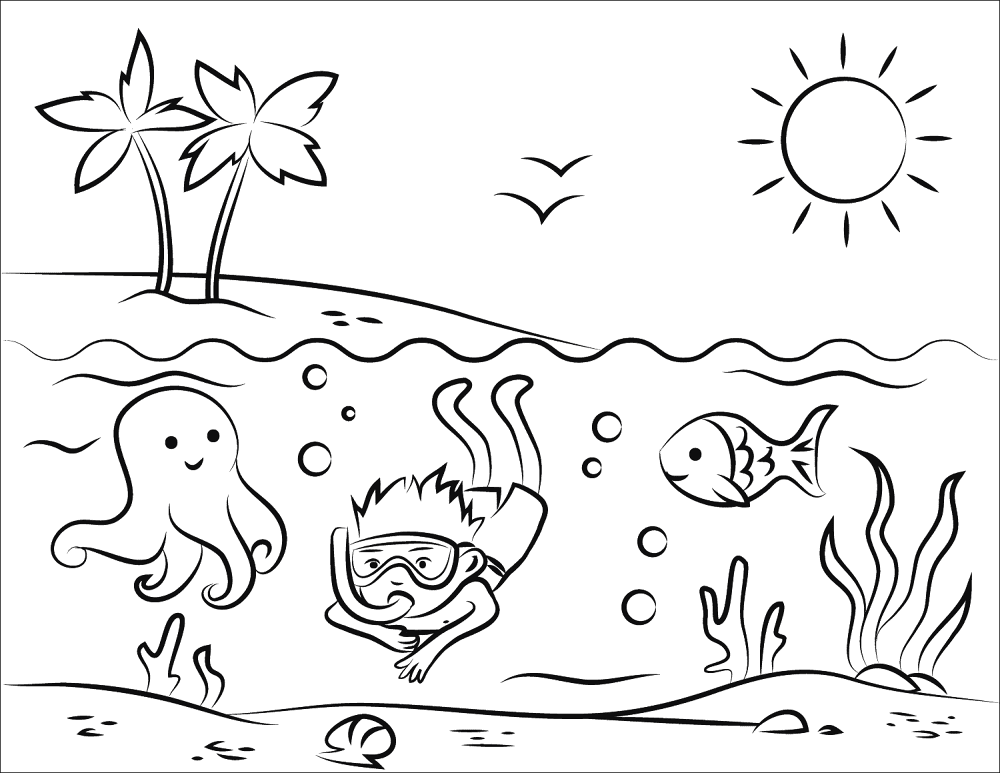 Tropical Beach Coloring Page Md Coloring Page — Free Printable — free printable coloring page