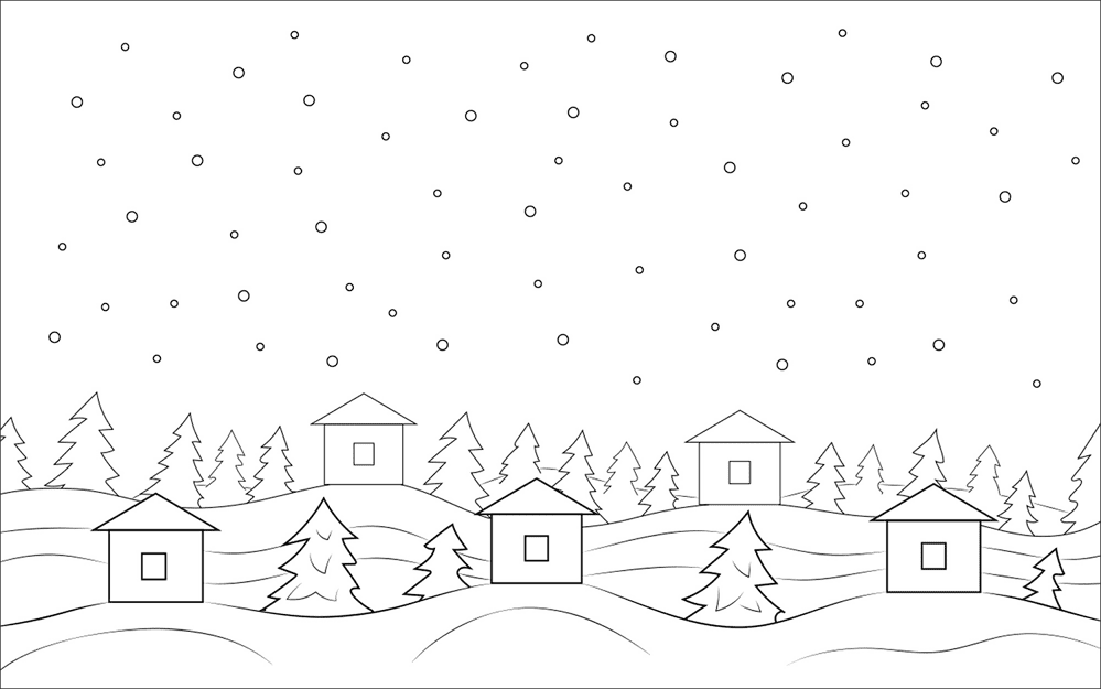 Winter Houses Coloring Page Md Coloring Page — Free Printable — free printable coloring page