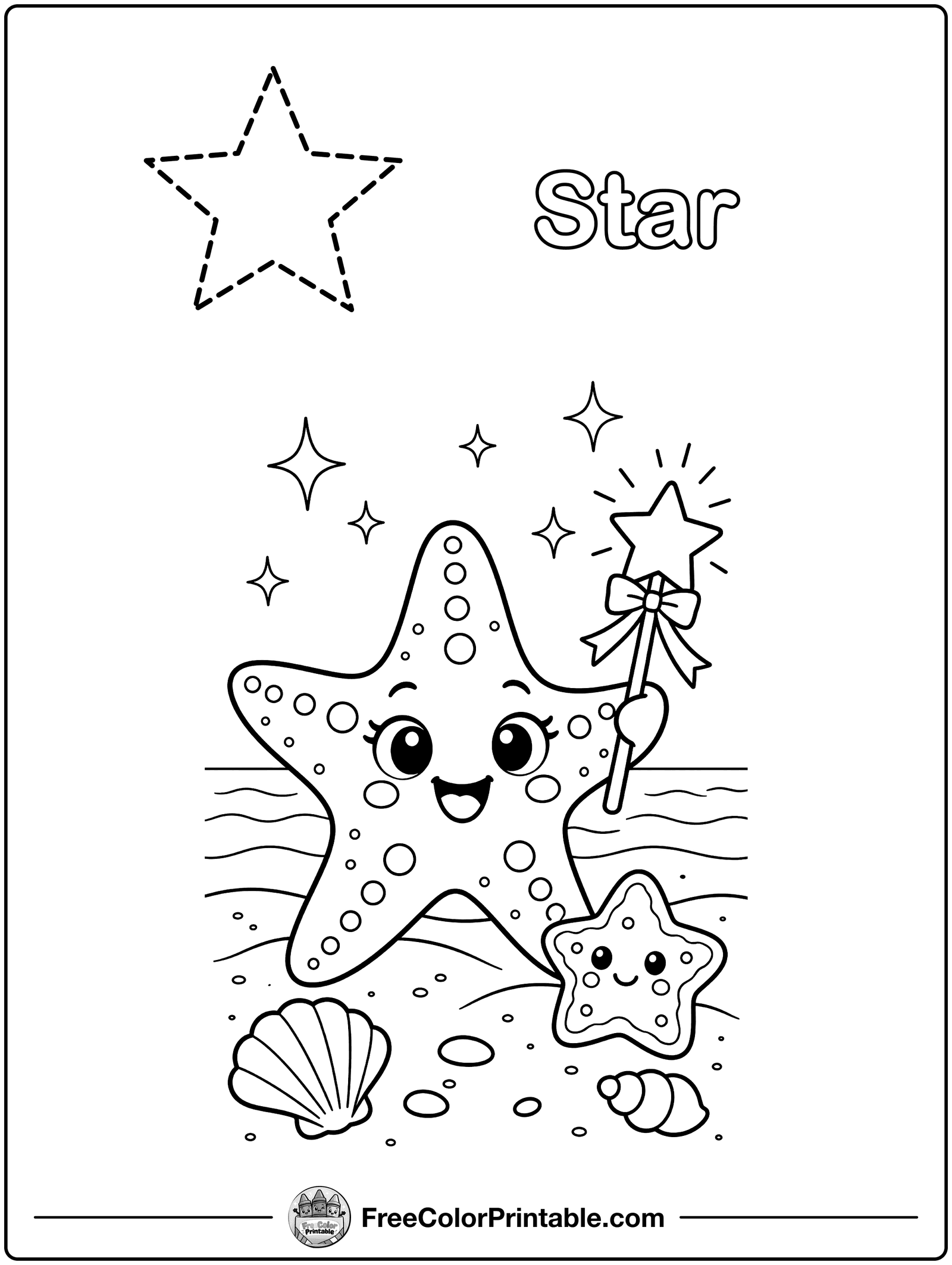 Star Shape Tracing Coloring Page — free color printable