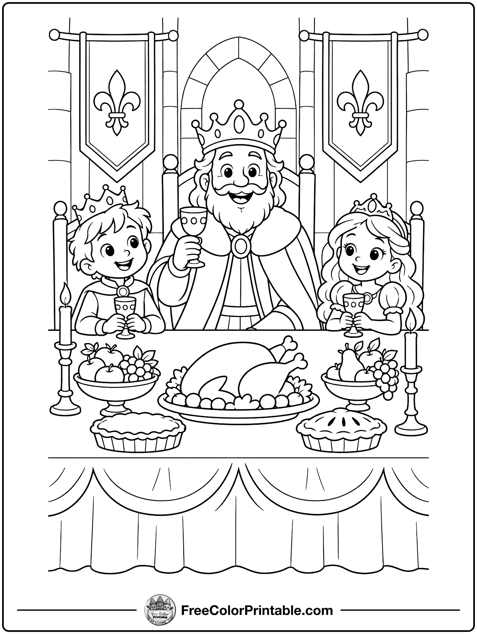 Royal Banquet Feast Coloring Page — free color printable