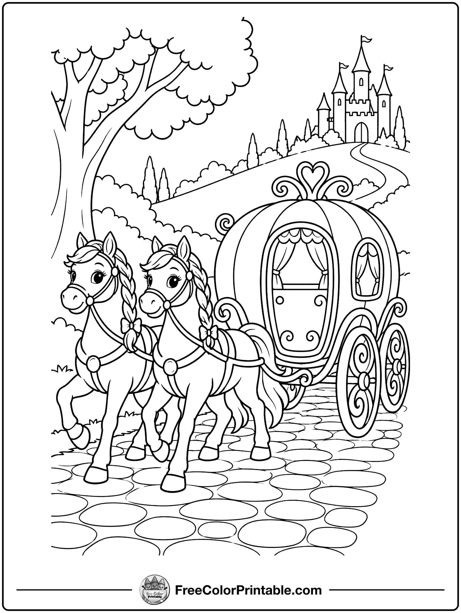Royal Pumpkin Carriage Coloring Page — free color printable
