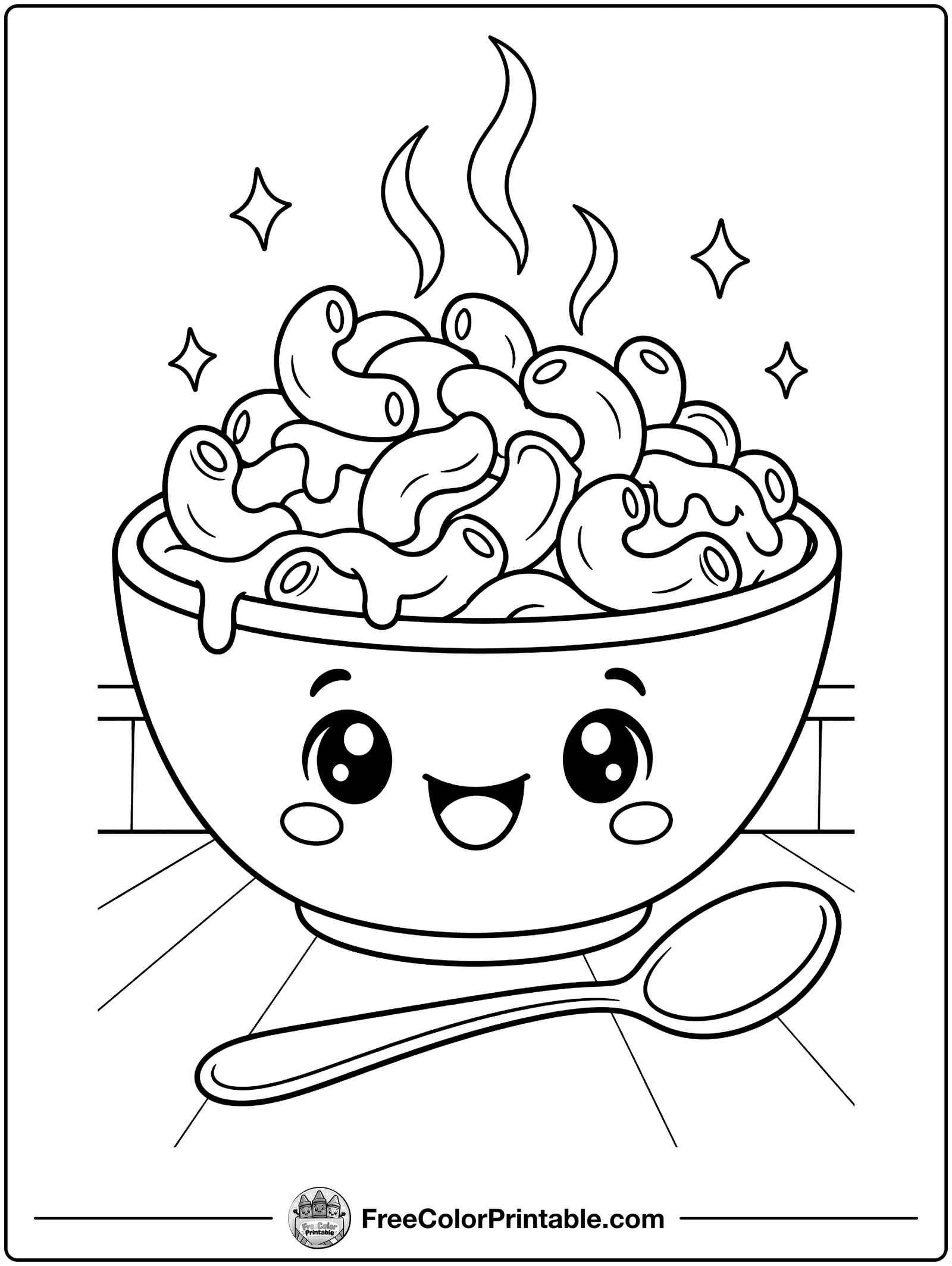 Bowl of Mac and Cheese Coloring Page — free color printable