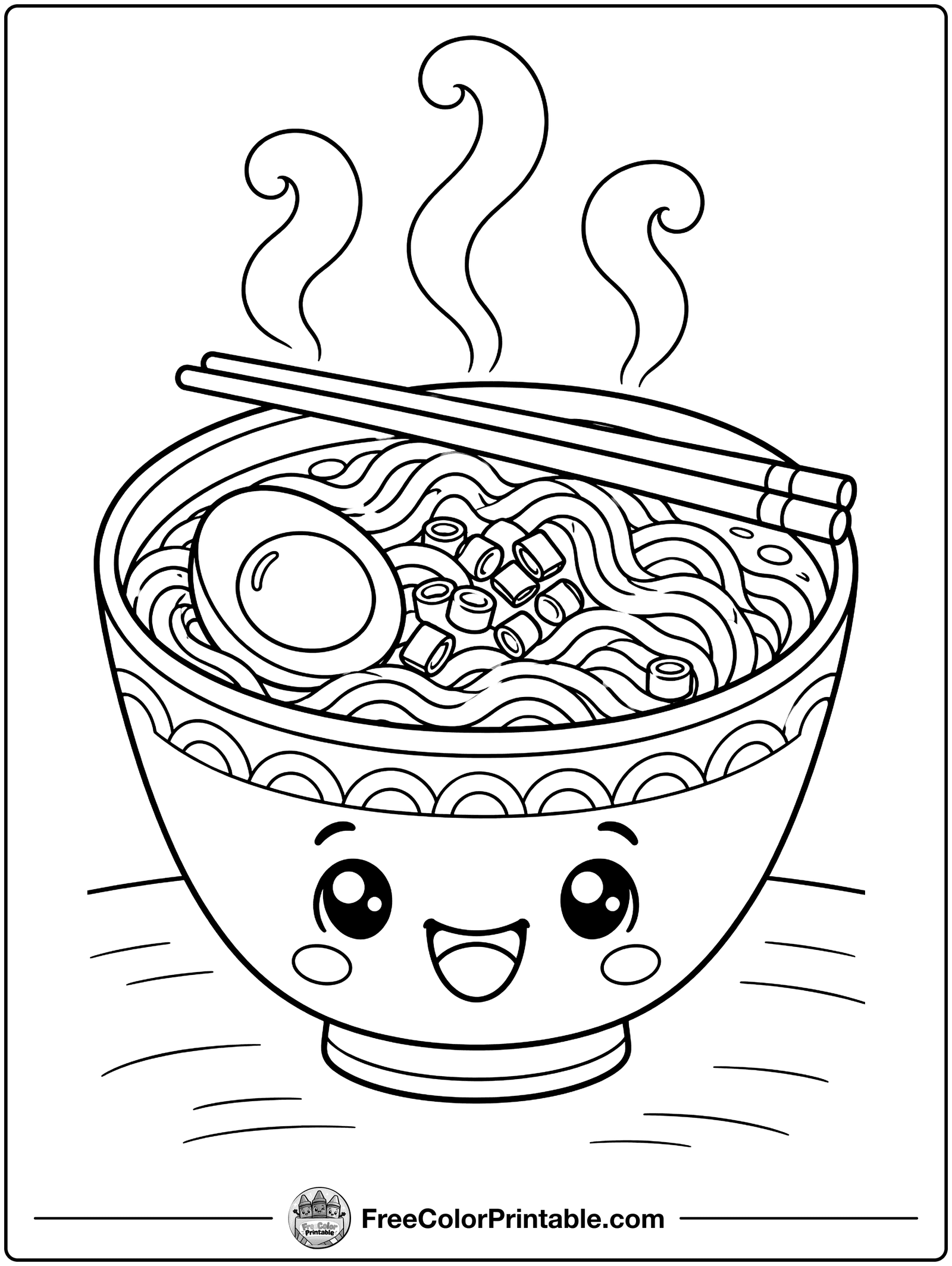 Bowl of Noodle Soup Coloring Page — free color printable