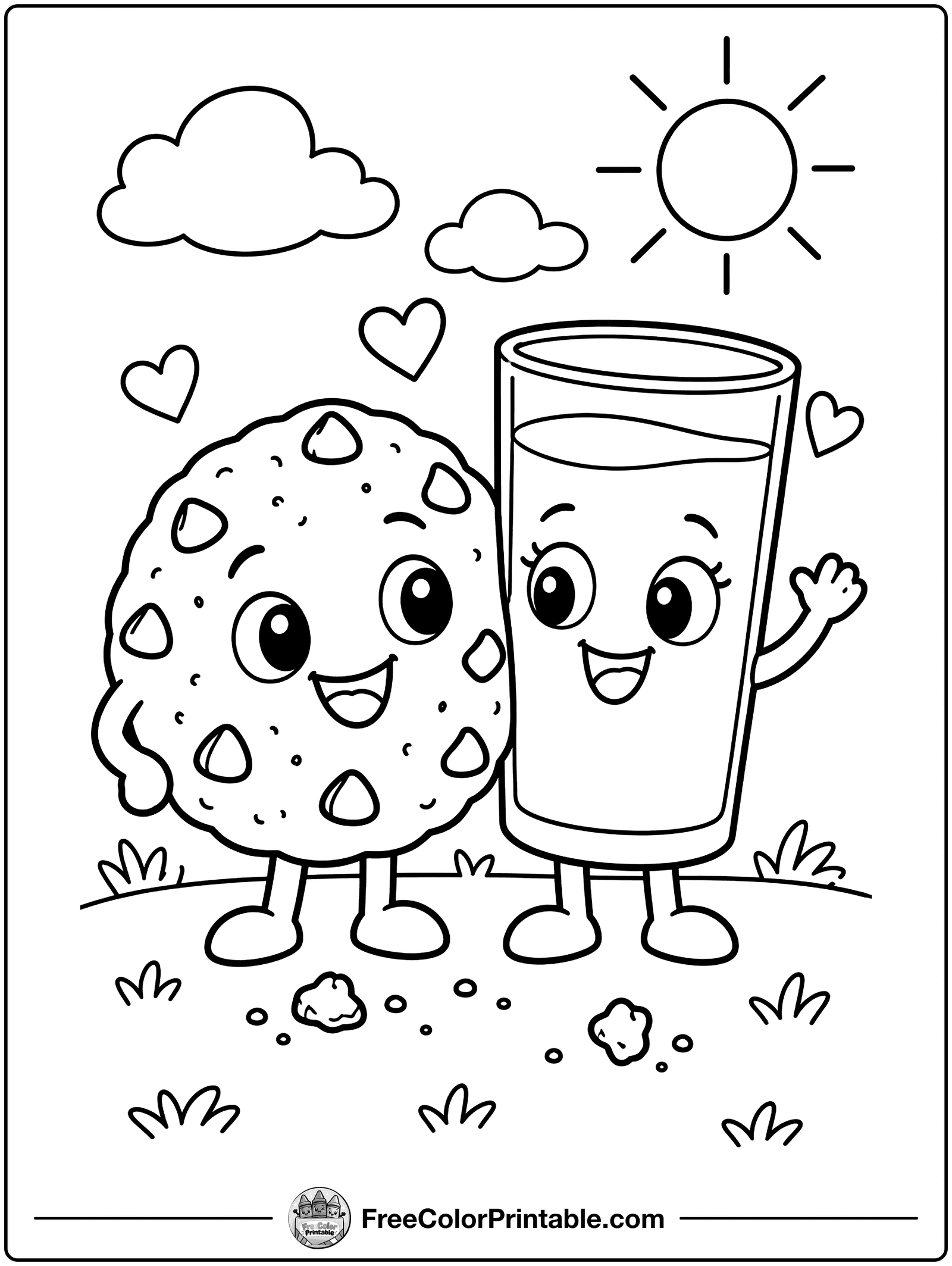 Cookie and Milk Coloring Page — free color printable