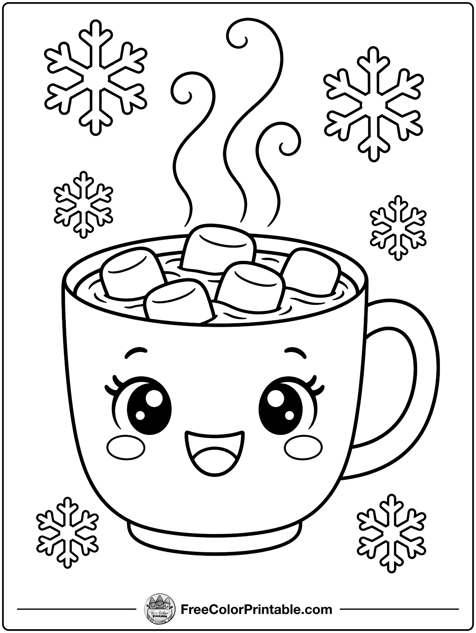Hot Chocolate with Marshmallows Coloring Page — free color printable
