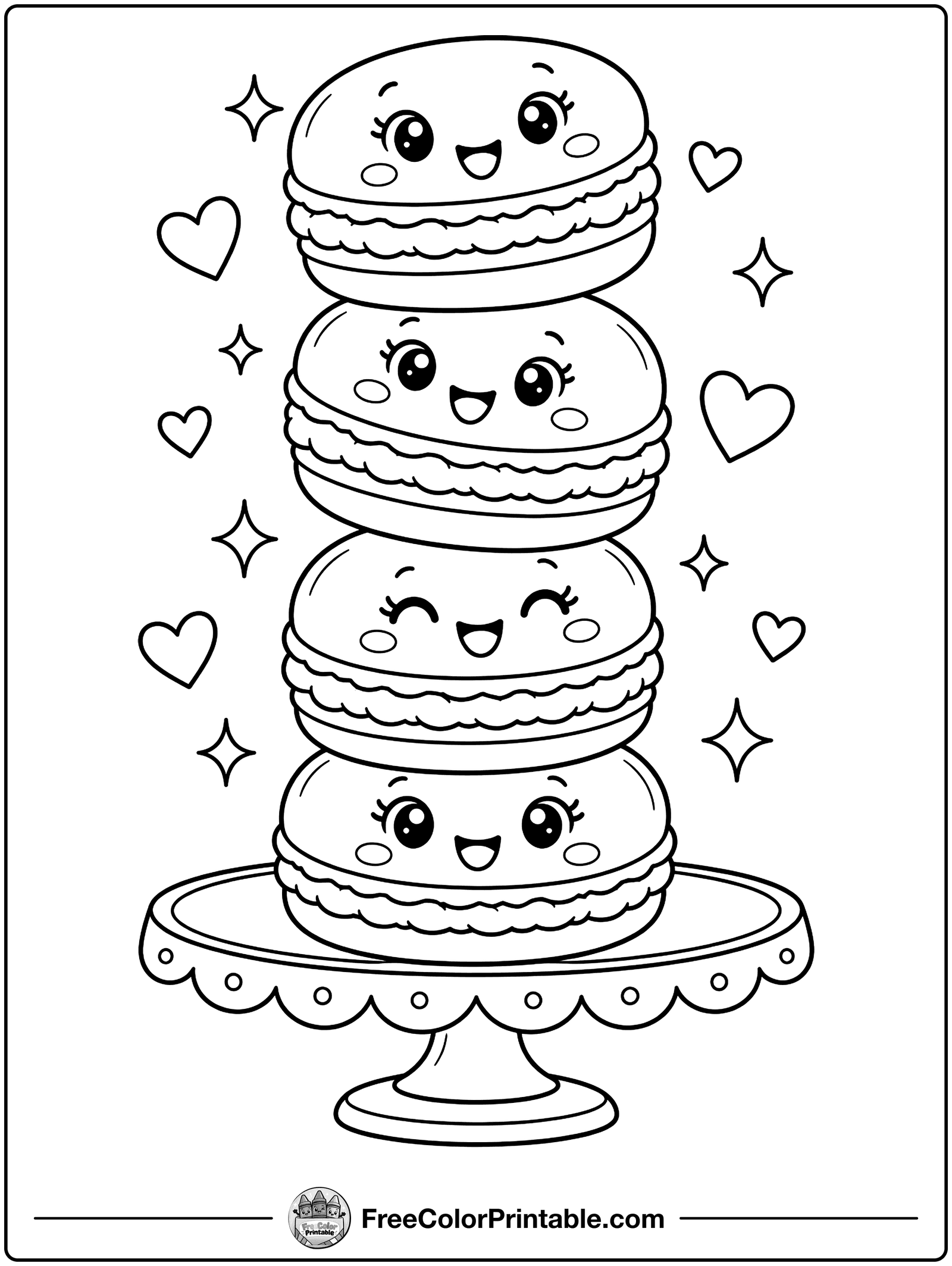 Macaron Tower Coloring Page — free color printable