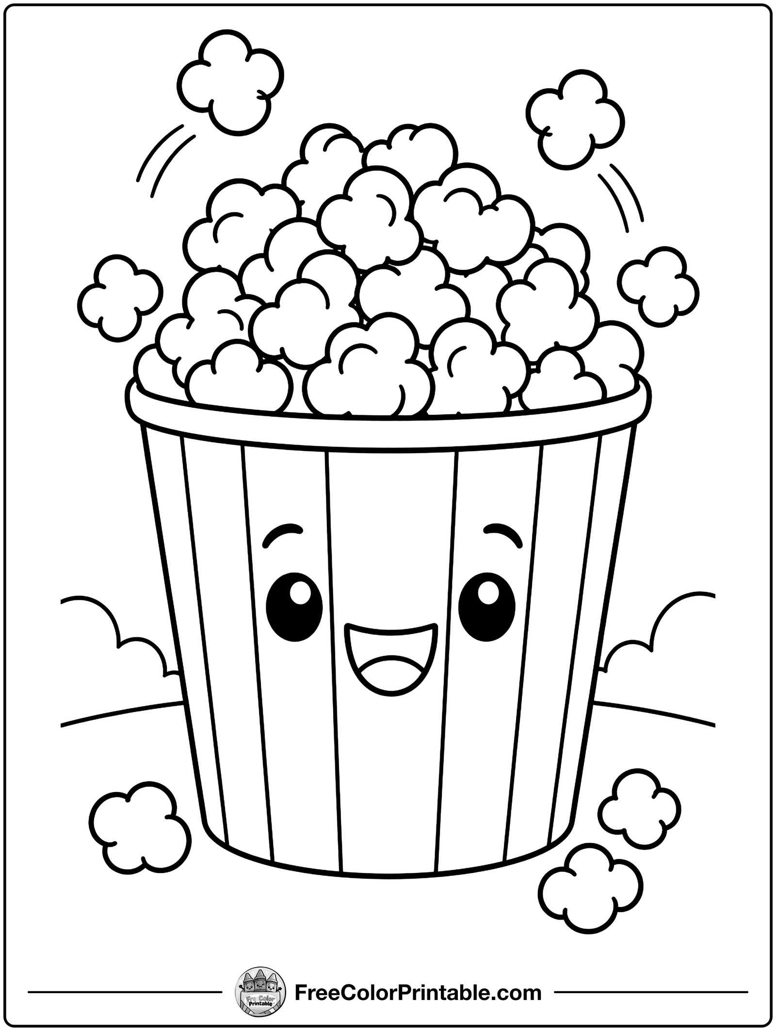 Popcorn Bucket Coloring Page — free color printable