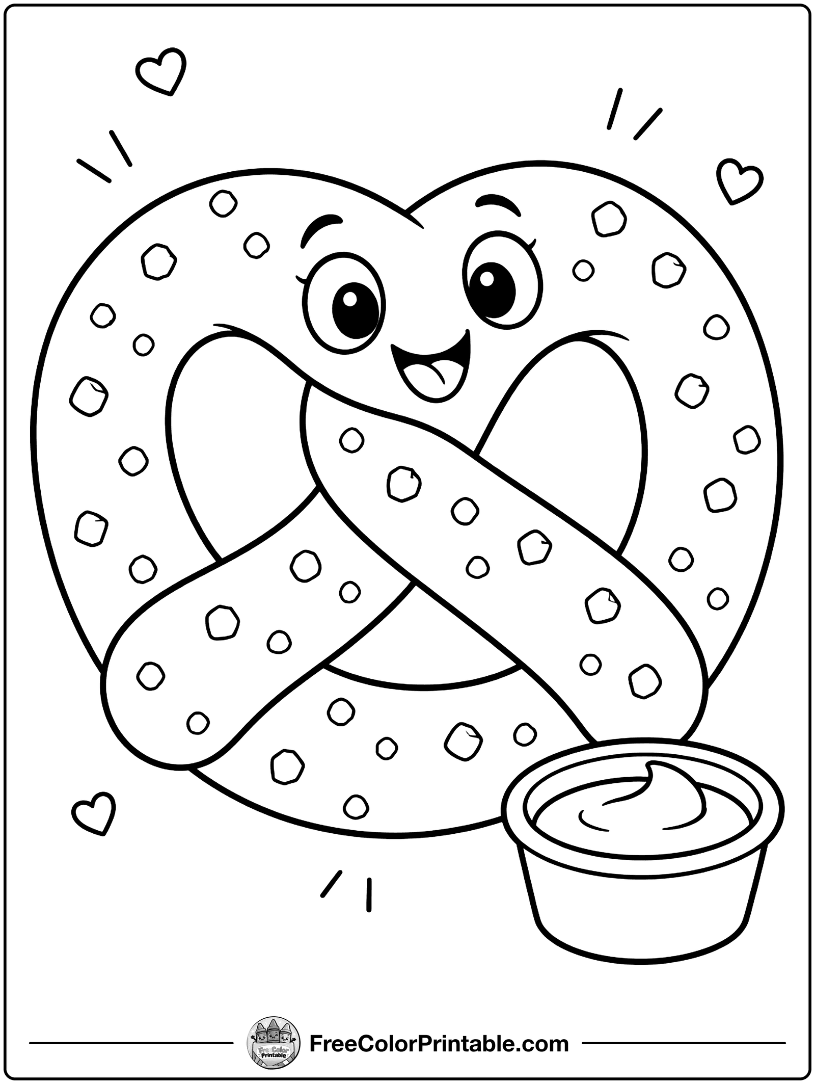 Pretzel with Salt Coloring Page — free color printable
