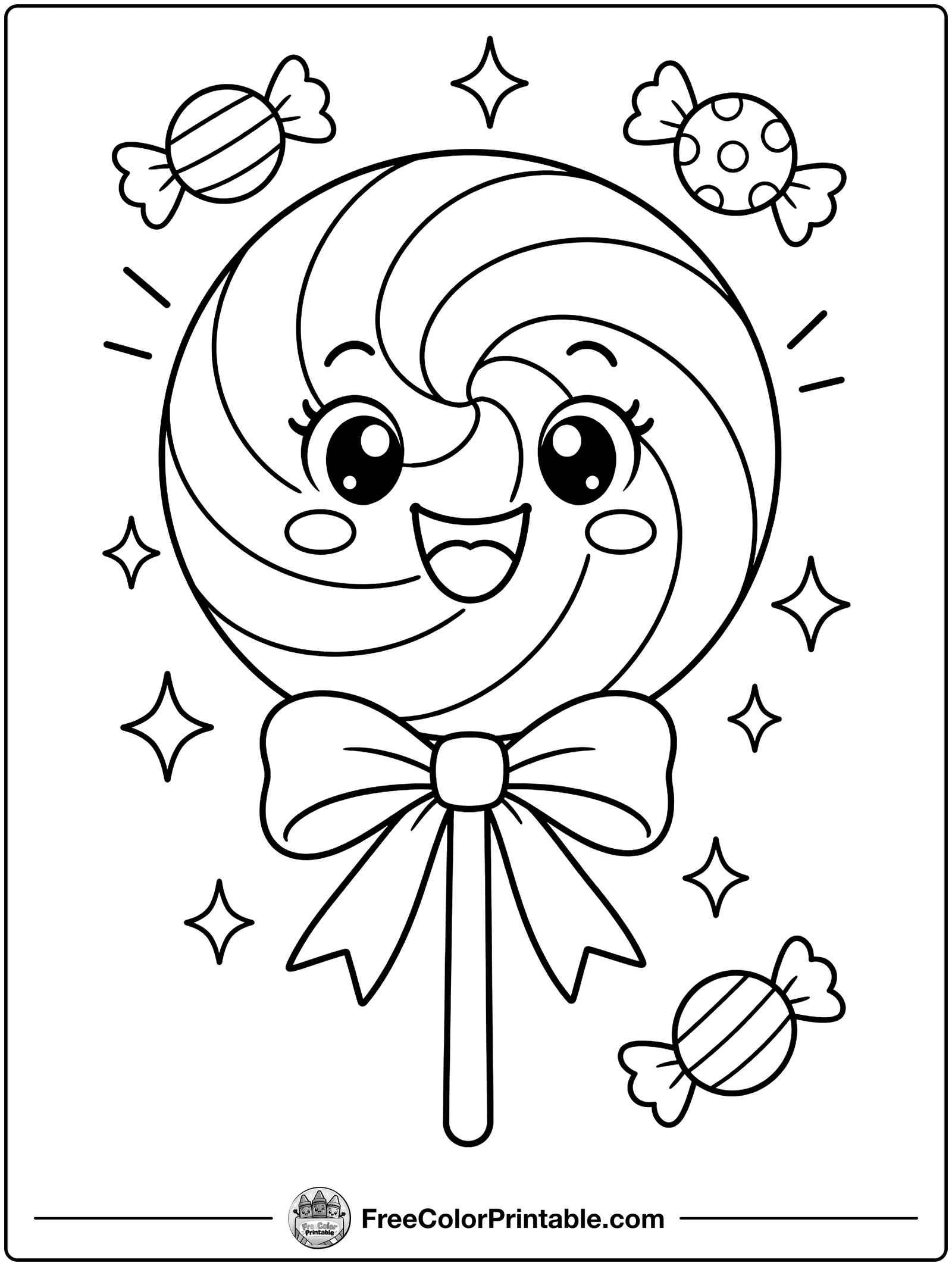 Swirly Lollipop Coloring Page — free color printable