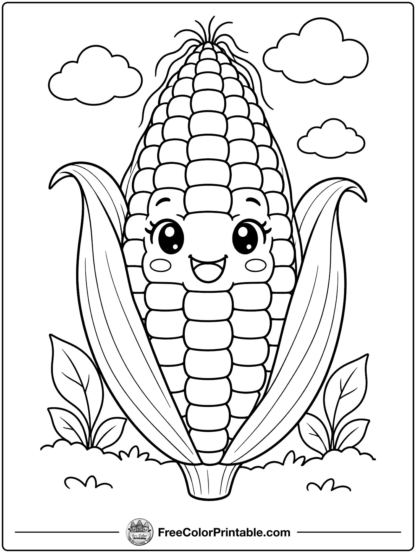Corn on the Cob Coloring Page — free color printable