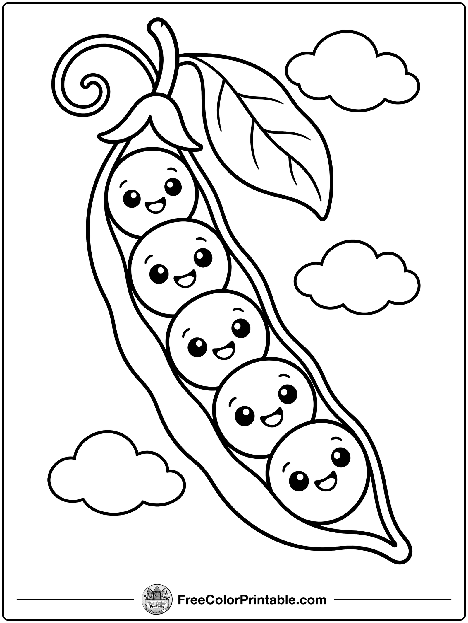 Peas in a Pod Coloring Page — free color printable