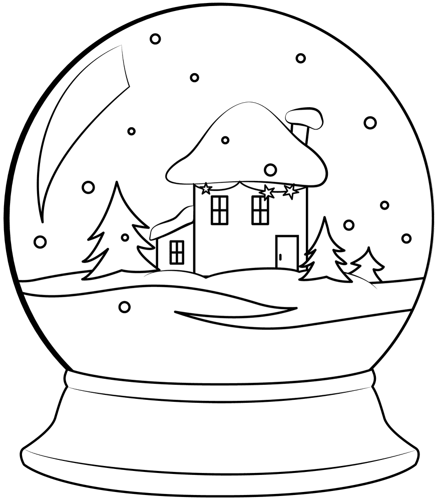 Christmas Snow Globe Outline Coloring Page Md Coloring Page — Free Printable — free printable coloring page