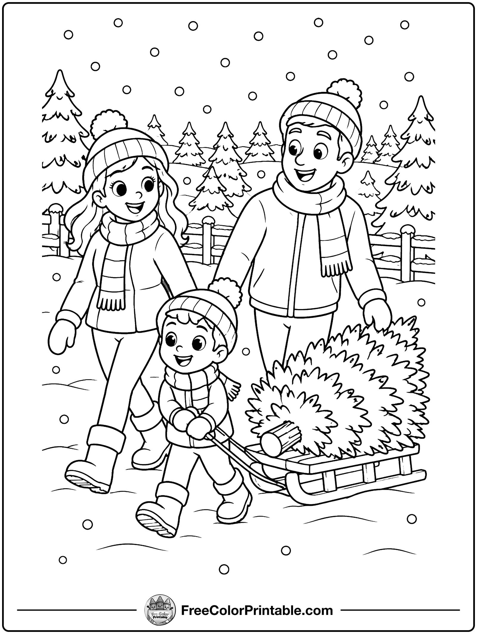 Christmas Tree Farm Coloring Page — free color printable