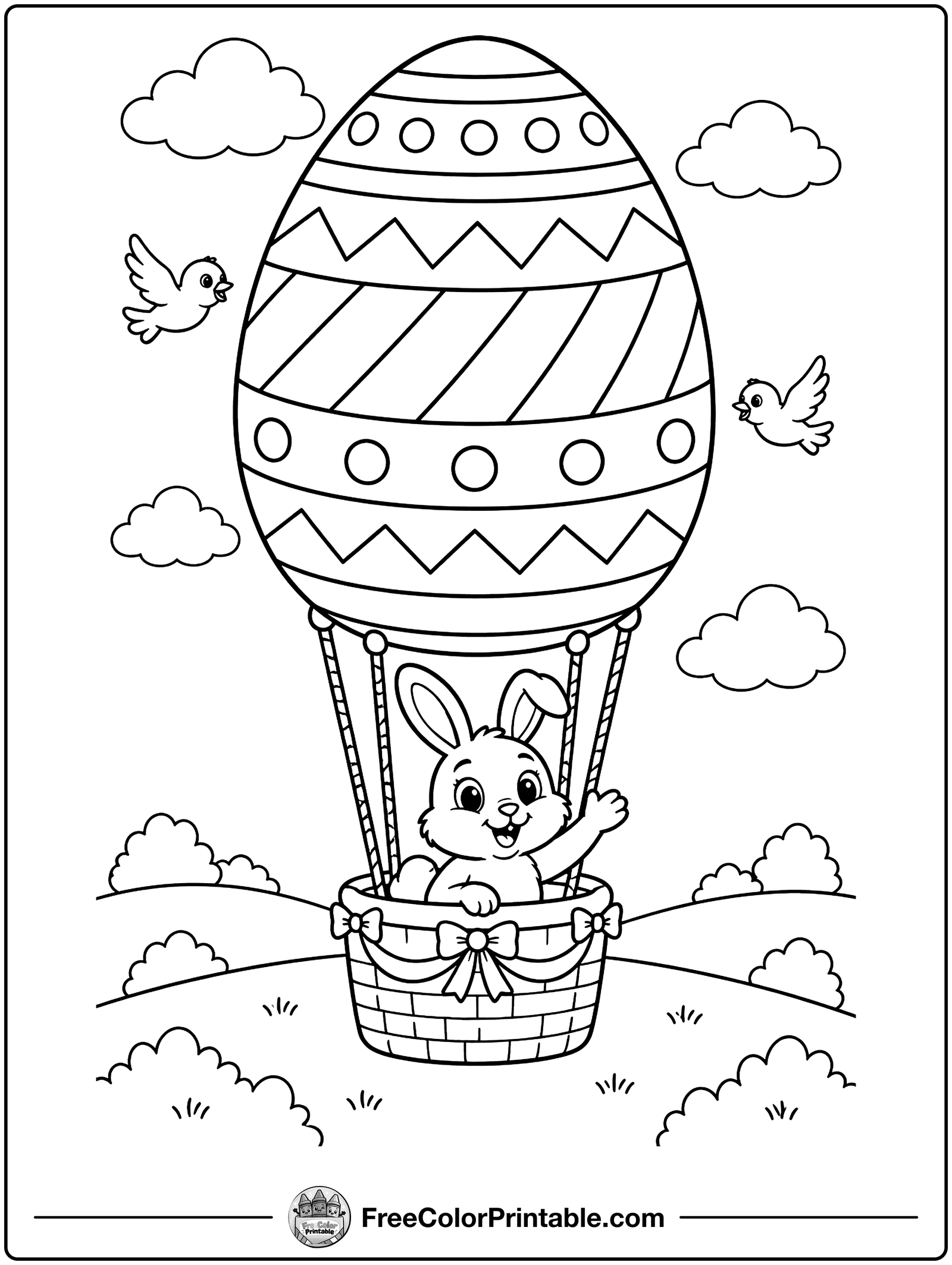 Easter Egg Hot Air Balloon Coloring Page — free color printable